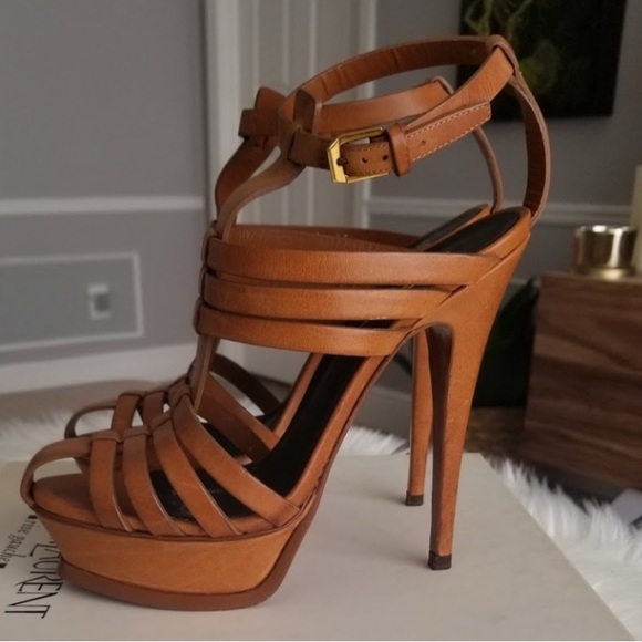 Yves Saint Laurent Tan Strappy Heels - Picture 3 of 5